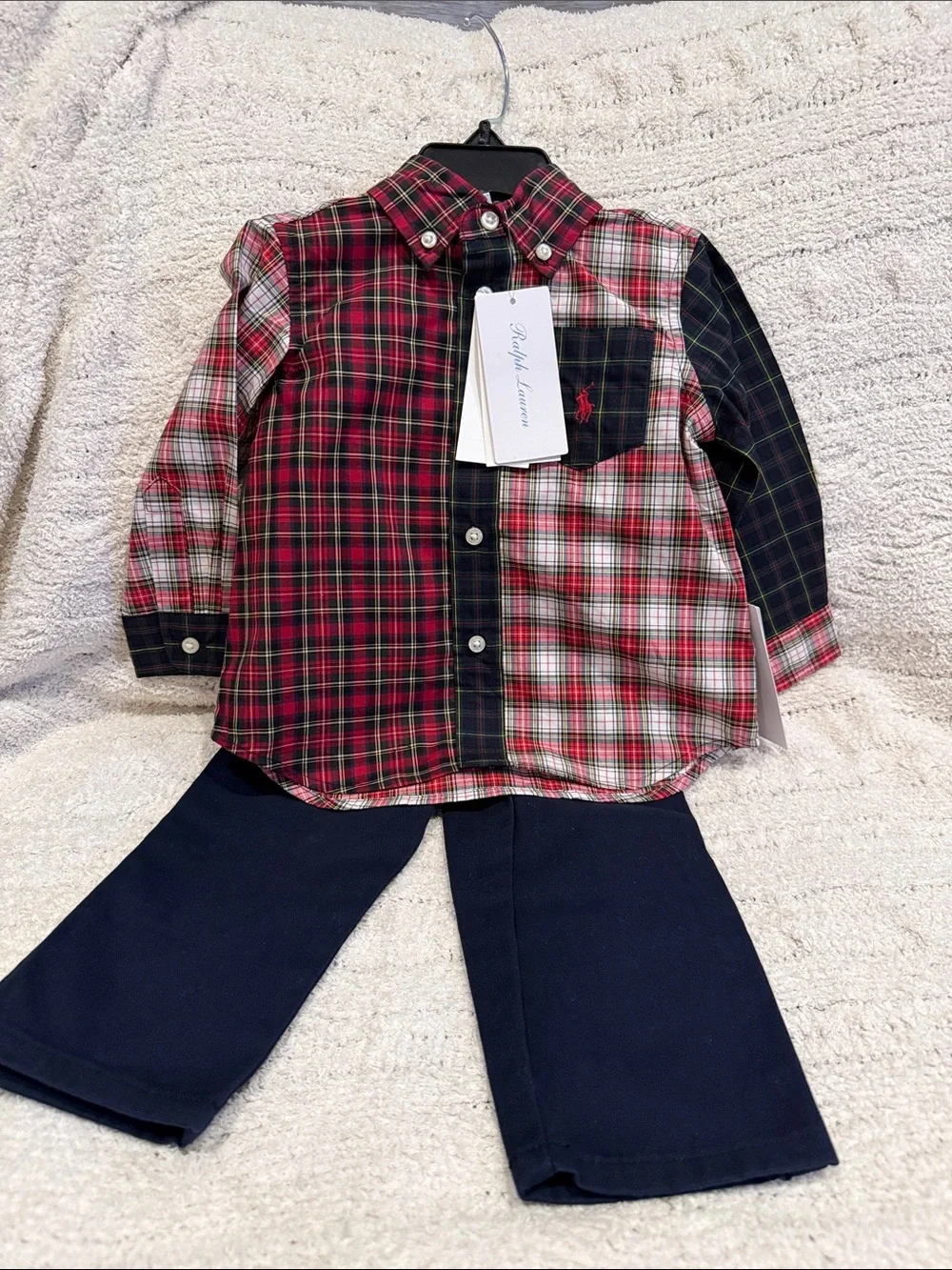 Ralph Lauren Plaid Poplin Button-Down Shirt & Pants Set (Baby)